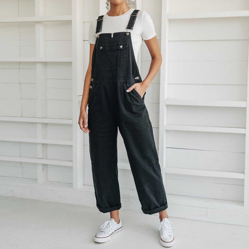 YESNO Women Long Casual Loose Bib Pants Overalls