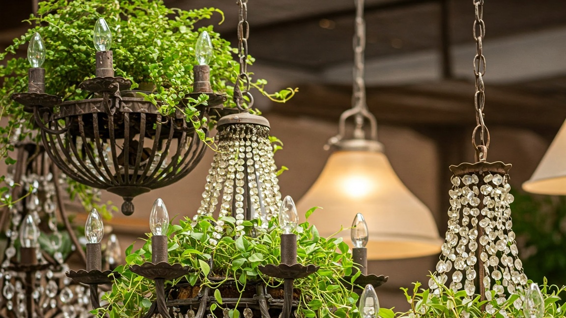 4. Upcycled Chandeliers: Turning Old Lighting Fixtures into Plant Holders